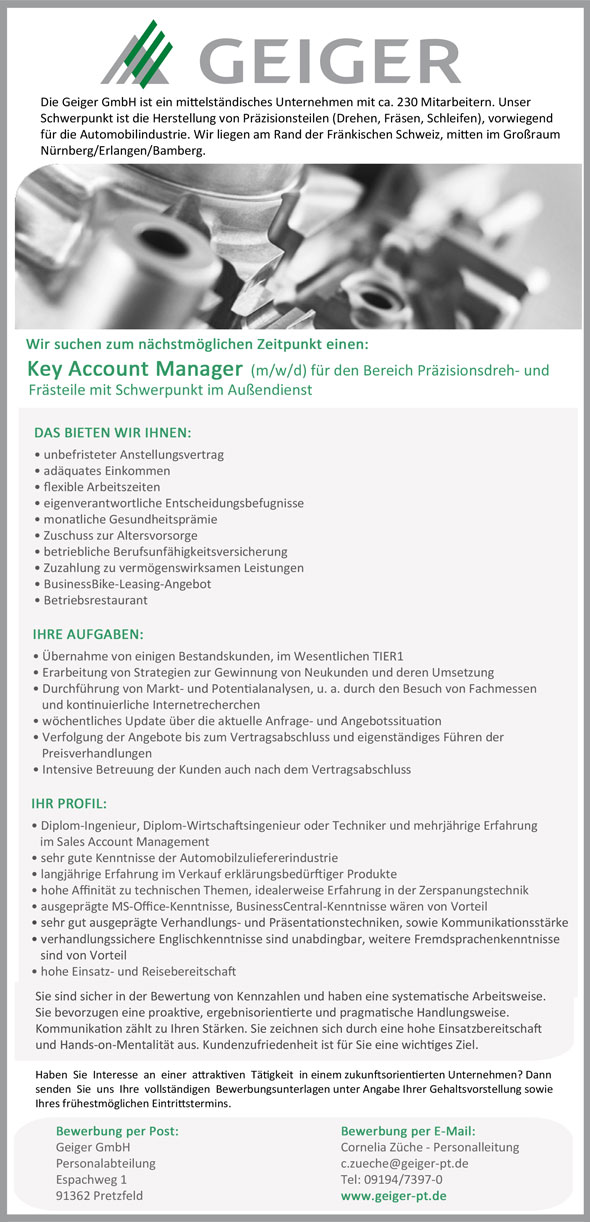 Stelle als Key Account Manager (m/w/d)